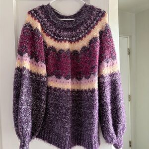 Free People Purple and Pink Knit Sweater